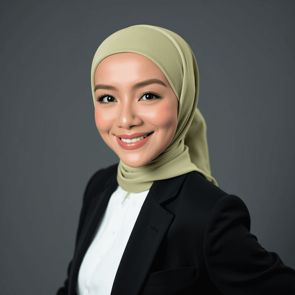 Professional hijab headshot with neutral background