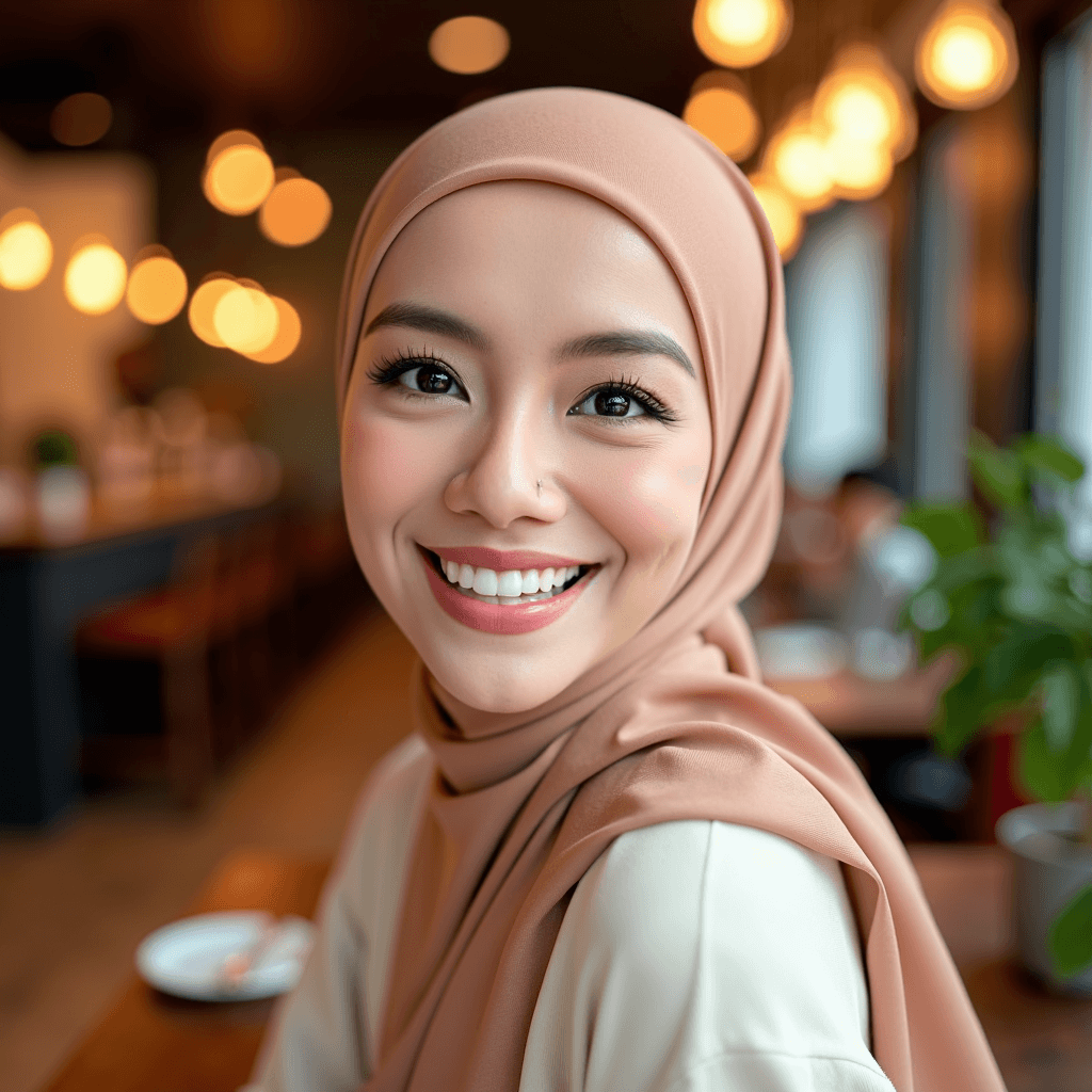 Before and after professional hijab headshot