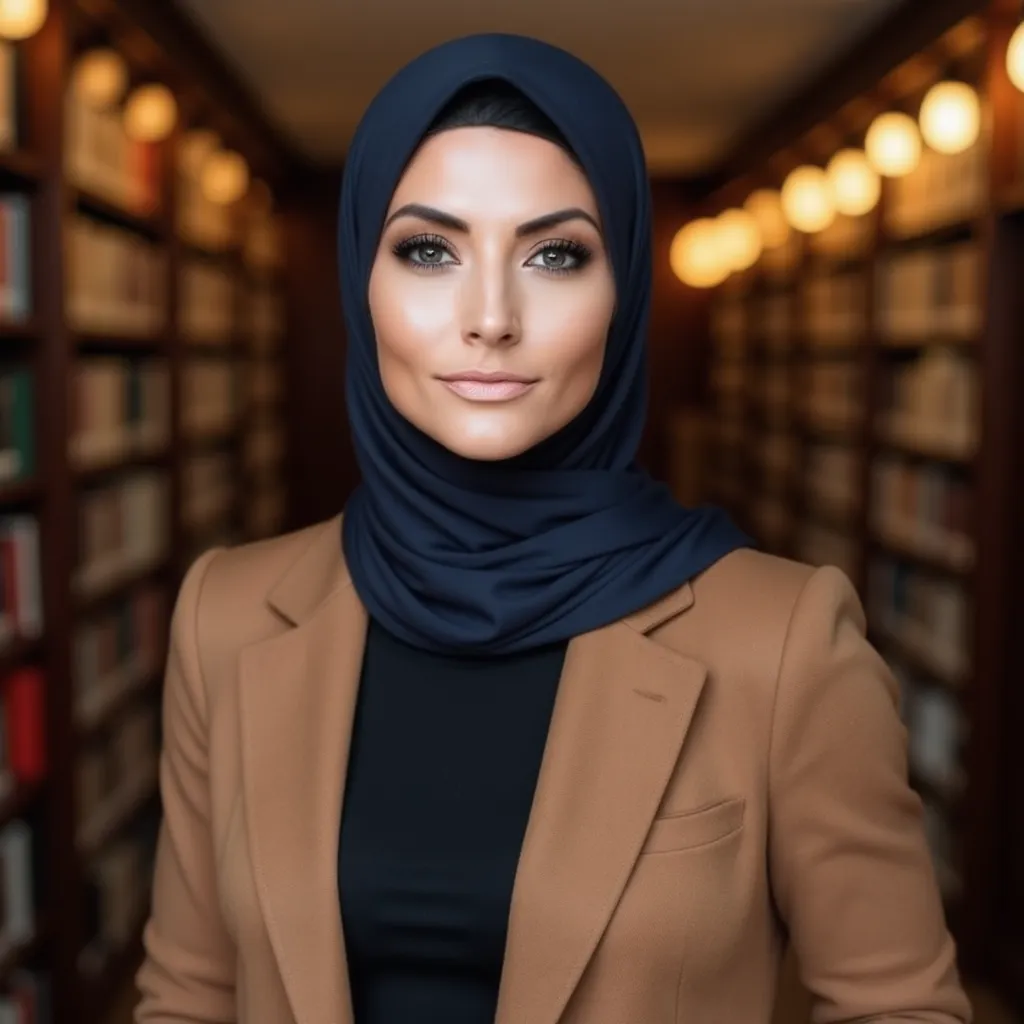 LinkedIn-ready hijab headshot with gradient background