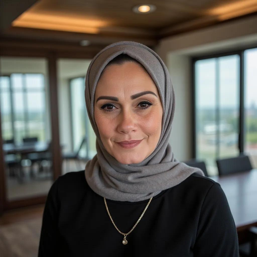 Academic hijab headshot for university profile
