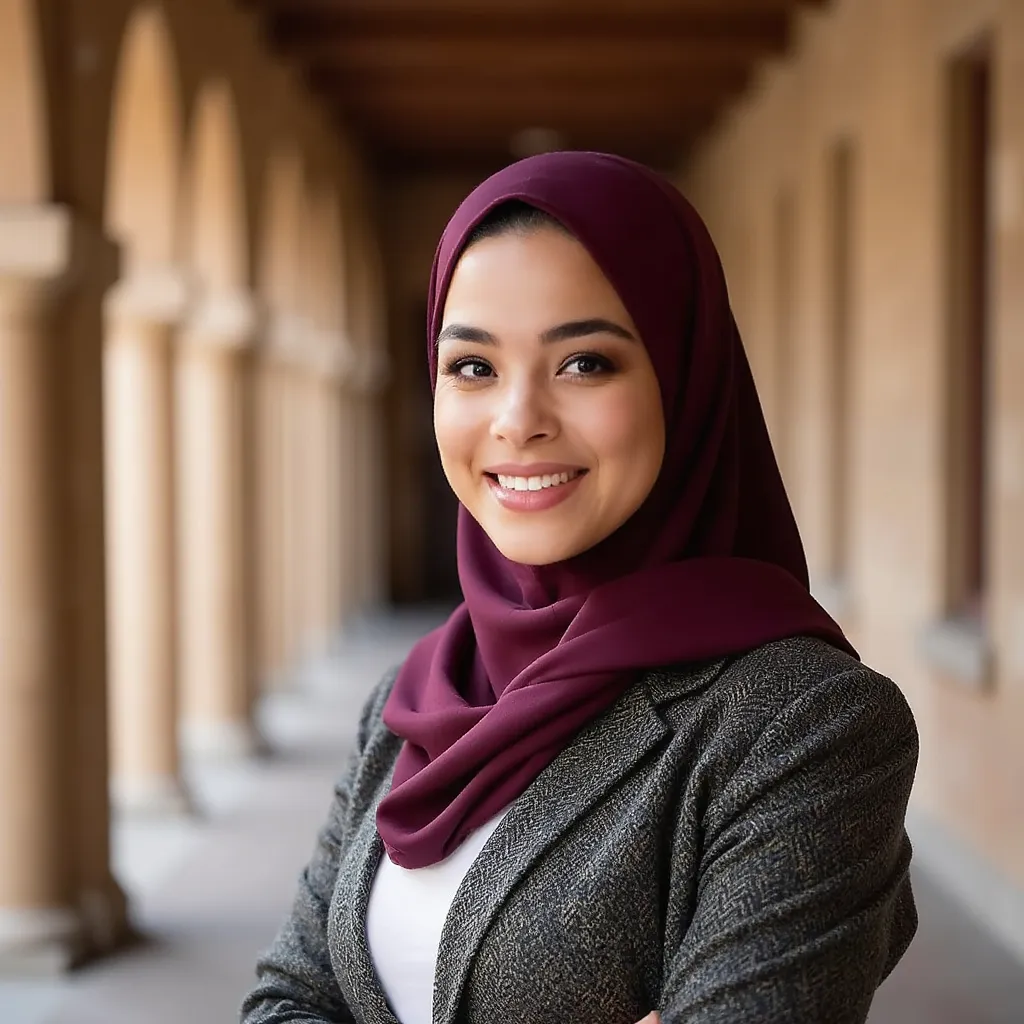 Studio-quality hijab headshot with soft lighting